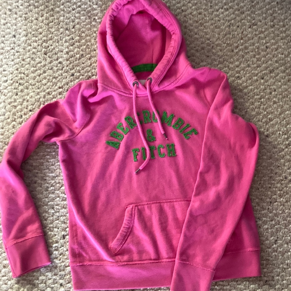 LARGE Women's /junior Abercrombie and Fitch Pink and green hoodie